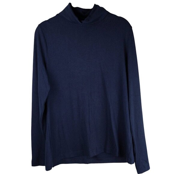 Banana Republic‎ Navy Long Sleeve Turtleneck Women Large Viscose Sz L - Picture 2 of 6